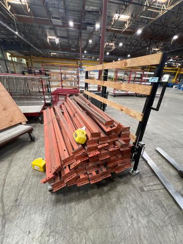 Rolling Parts Cart w/ a pallet racking beams
