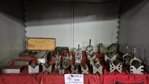 Assorted Precision V-Blocks With Clamps, Magnetic V-Blocks, And Parallels