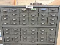 Lot of Assorted Collets, Bushing Holders and Gage Wire with Multi-Drawer Steel Cabinet - 2