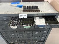 Lot of Assorted Collets, Bushing Holders and Gage Wire with Multi-Drawer Steel Cabinet - 4