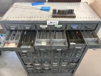 Lot of Assorted Collets, Bushing Holders and Gage Wire with Multi-Drawer Steel Cabinet - 5