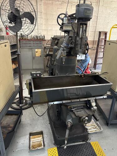 Bridgeport Vertical Head Custom Dual-Spindle Drilling/Tapping Fixture with Linear Slide and Coolant Pan