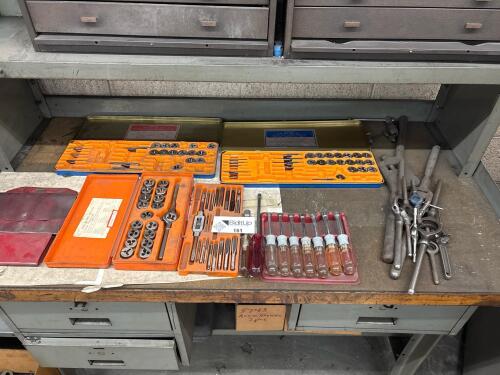 Assorted Tap And Die Sets With Tap Wrenches