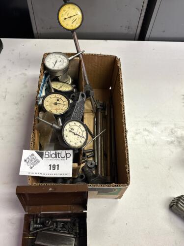 Box Lot Of Dial Indicators With Extension Rods
