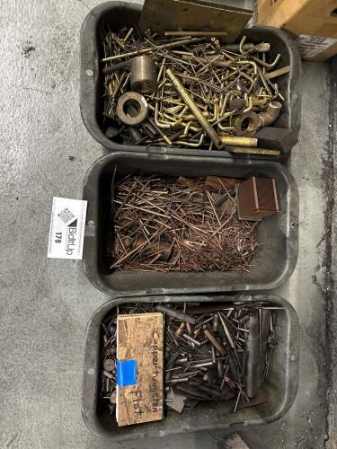 Assorted Brass, Copper, And Steel Hardware In Three Bins