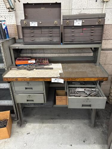 Heavy-Duty Steel Workbench With Drawers And Contents