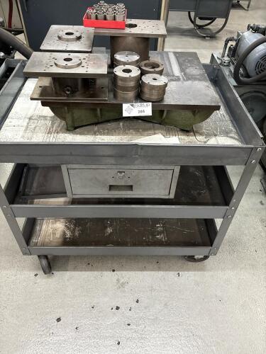 Precision Fixture Plates With Riser Posts, Spacers & Bushings On Rolling Cart