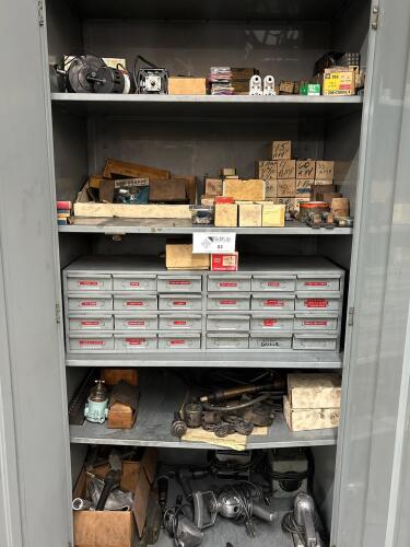 Metal Cabinet With Small Parts Drawers, Electrical Components And Tooling