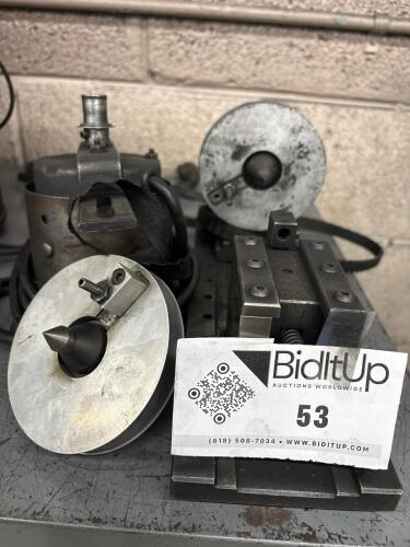 Abrasive Belt Polishing And Lapping Fixture Between Centers With Drive Motor