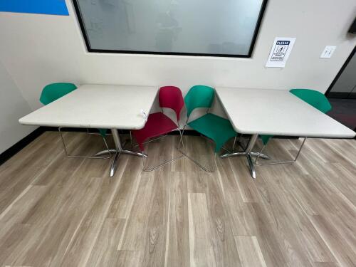 Lot of (2) Breakroom Tables and (4) Chairs
