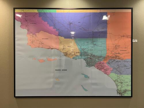 Large Framed Map of Southern California
