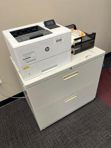 HP LaserJet Enterprise M506 With 2-Drawer Filing Cabinet