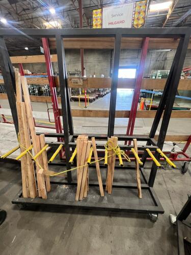 Rolling rack with assorted wood