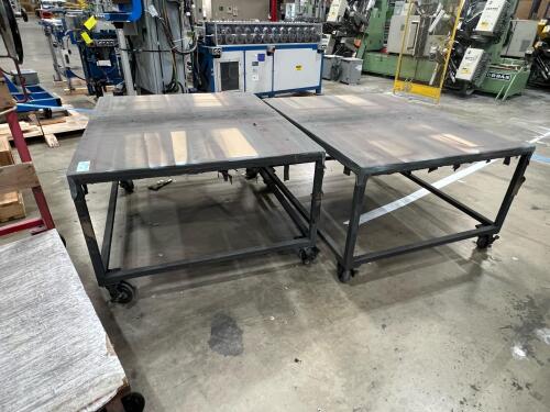 Lot of (2) Heavy Duty Industrial Work Tables on Casters