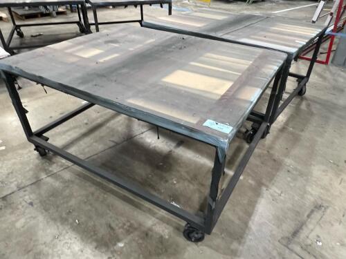 Lot of (2) Heavy Duty Industrial Work Tables on Casters