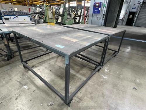 Lot of (2) Heavy Duty Industrial Work Tables on Casters