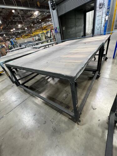 Lot of (2) Heavy Duty Industrial Work Tables on Casters