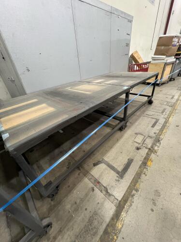 Lot of (2) Heavy Duty Industrial Work Tables on Casters