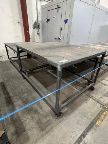 Lot of (2) Heavy Duty Industrial Work Tables on Casters