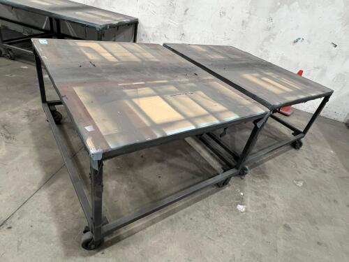 Lot of (2) Heavy Duty Industrial Work Tables on Casters