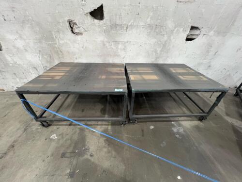 Lot of (2) Heavy Duty Industrial Work Tables on Casters