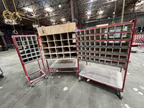 Lot of (3) rolling cart industrial with wheels
