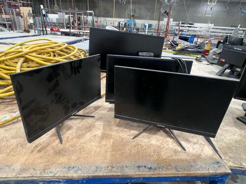 Lot of (4) various moniters on assorted stands