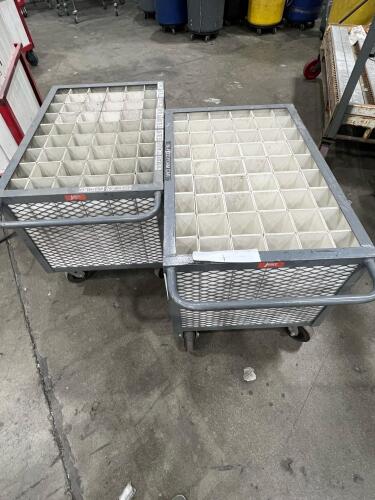 Lot of (2) Industrial Metal Frame Carts with Storage Compartments on Casters