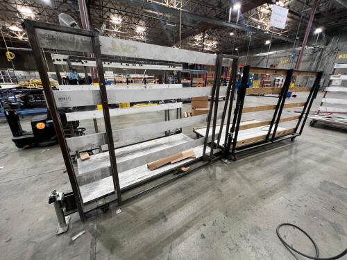 Lot of (2) Heavy-Duty Glass Transport Carts on Casters 1200lbs capacity a