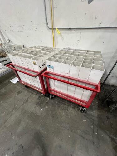 Lot of (2) Industrial Metal Frame Carts with Storage Compartments on Casters