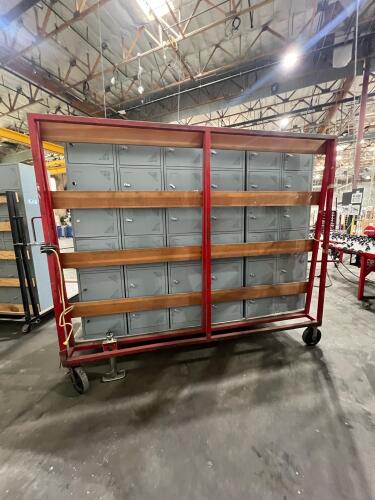 (10) lockers 6 Drawer - Industrial Steel Lockers with Heavy-Duty Window Transport Cart