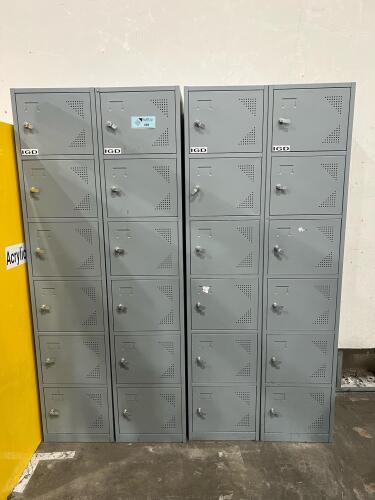 (4) lockers 6 Drawer - Industrial Steel Lockers with Heavy-Duty Window Transport Cart