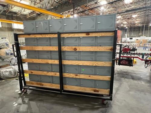 (8) lockers 6 Drawer - Industrial Steel Lockers with Heavy-Duty Window Transport Cart