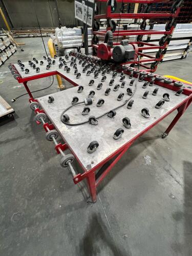 Ace Glass Edging/Grinding Table with Dayton Motor and Integrated Conveyor Rollers