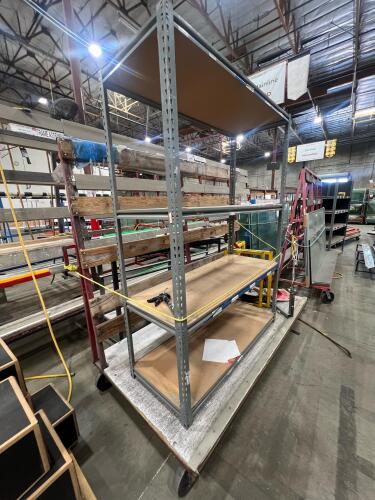 Industrial rolling rack with contents