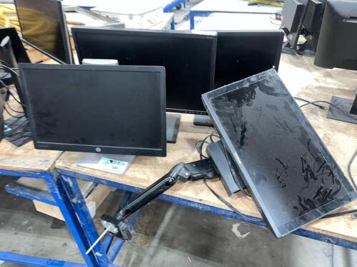 Lot of (4) various computer monitors on assorted stands