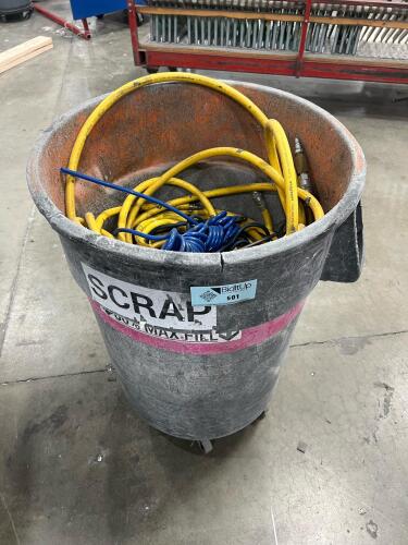 Hoses in industrial trash can