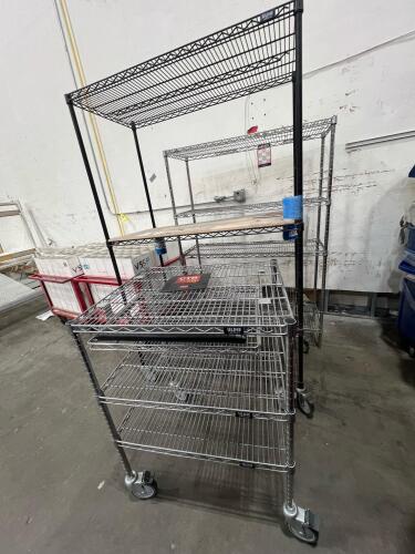 Lot of (3) Wire Shelving Racks on Casters