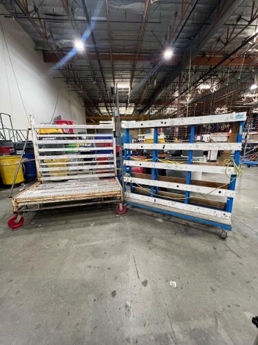 Lot of (2) Glass Transport Carts with Casters and Lighting