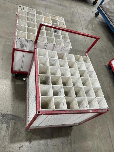 Lot of (2) Industrial Metal Frame Carts with Storage Compartments on Casters
