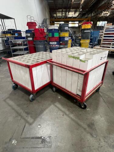 Lot of (2) Industrial Metal Frame Carts with Storage Compartments on Casters