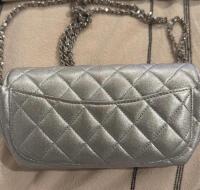 CHANEL Metallic Lambskin Quilted Glasses Case With Chain Silver - 3