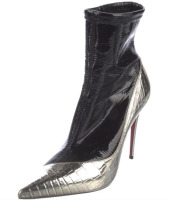 Christian Louboutin Patent Leather Colorblock Pattern Sock Boots