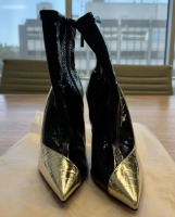 Christian Louboutin Patent Leather Colorblock Pattern Sock Boots - 3