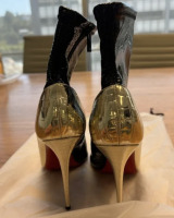 Christian Louboutin Patent Leather Colorblock Pattern Sock Boots - 5
