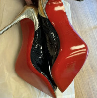 Christian Louboutin Patent Leather Colorblock Pattern Sock Boots - 6