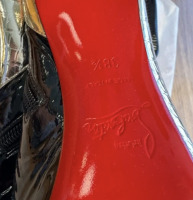 Christian Louboutin Patent Leather Colorblock Pattern Sock Boots - 7