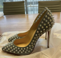 CHRISTIAN LOUBOUTIN Glitter Tissu Reflex Follies Spikes 100 Pumps - 2