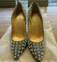 CHRISTIAN LOUBOUTIN Glitter Tissu Reflex Follies Spikes 100 Pumps - 3