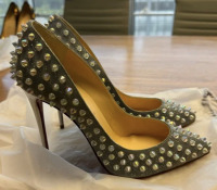 CHRISTIAN LOUBOUTIN Glitter Tissu Reflex Follies Spikes 100 Pumps - 4